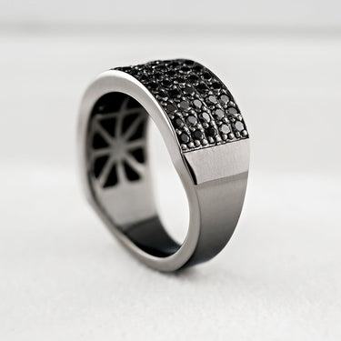 10K Solid Gold Black Rhodium Mens Black Diamond Wedding Ring Band 2.68 Ctw